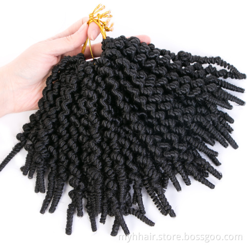 10 Pcs 8 inch 15 Roots Synthetic Braiding Hair Extensions Ombre color Black Brown Crochet Hair Curly Pre-twisted Braids